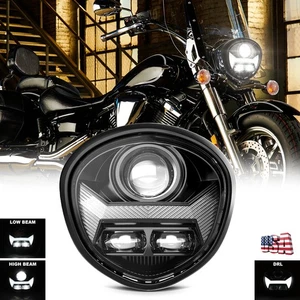 DOT LED Halo Headlight Assembly Hi/Lo Beam DRL For Yamaha V STAR 1300 XVS 1300CT - Picture 1 of 14