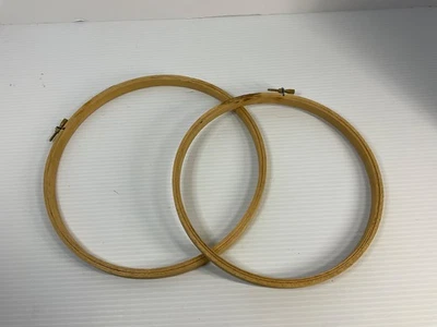 Lot of 2 Vintage Wooden Embroidery Hoops 9" & 8" - Image 1 of 4