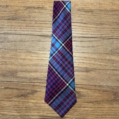 Corbata de lana Glen-Toch de Watson Brothers azul rojo a cuadros tejida en Escocia GC Foto 1 de 4