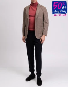 RRP€640 LUBIAM STUDIO Blazer Jacket IT50 US40 L Linen Blend Prince of Wales - Picture 1 of 10