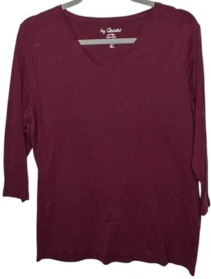 Camiseta de algodón By Chico's talla 3/XL púrpura diario manga corta cápsula básica Foto 1 de 4