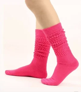 1 Paar Damen / Unisex Hot Pink High Tube Slouch Socken Retro 80er Einheitsgröße - Bild 1 von 5