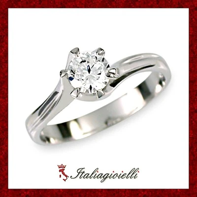 Seducente Anello Solitario in Argento 925 Rodiato Oro Bianco - Immagine 1 di 4