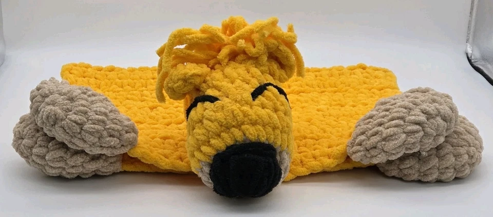 Manta de seguridad para bebé león almohadilla para siestas Lovey hecha a mano ganchillo voluminoso tejido suave Foto 1 de 4