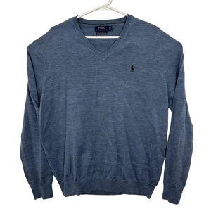 Polo Ralph Lauren Merino Wool Sweater V-Neck Washable Mens Size XL Light Blue - Picture 1 of 6