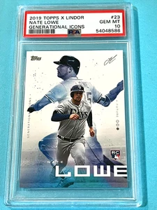 2019 Topps X Lindor Generational Icons Rookie Card Nate Lowe #23 PSA 10 Rangers - Picture 1 of 2