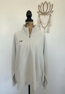 Under Armour Half Zip Loose Fit Rival Fleecepullover Summit weiß ecru Gr. 2X neu mit Etikett - Bild 1 von 11