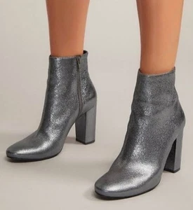 Witchery Boots Size 38 Silver Ankle Leather Heeled Metallic Glitter Party Races - Picture 1 of 12