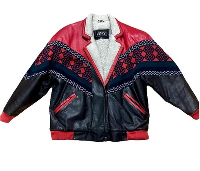 Jaqueta forrada de couro vintage anos 90 IZZI padrão misto/cor tamanho. M  - Imagem 1 de 4