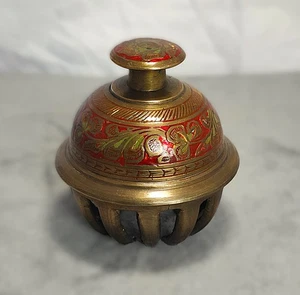 Indische Tempelglocke mit Messinggravur, Elefantenkrallenglocke, Vintage Gebetsglocke - 7 cm - Bild 1 von 9