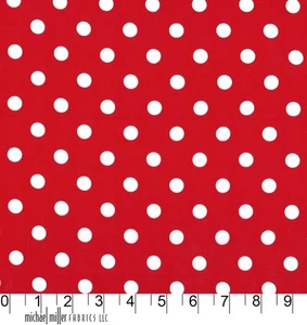 Michael Miller Fabrics~ That's IT Dot~Minnie~White dots on Red~BTY CX2489 - Picture 1 of 1