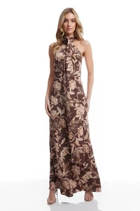 Dress the Population 288 $ Olivia Rosette Schärpe Kleid braun geblümt US-Größe Small - Bild 1 von 7