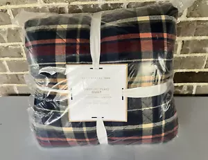 Pottery Barn Teen Danbury Plaid Quilt Full Queen Size Navy Multi NEW - Picture 1 of 9