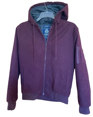 Chaqueta American Rag CIE con Capucha Forrada Mezcla de Lana, Borgoña, Talla M, BUENA Foto 1 de 4