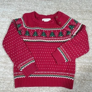 Tommy Bahama Kids 5 Red Christmas Sweater Tree Fair Isle Pullover Slight Fade - Picture 1 of 4