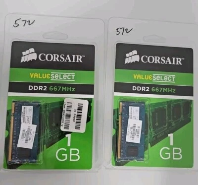 2 Corsair 1GB DDR2-RAM 667 MHz Notebook Memory 512MB 2Rx16 PC2-5300S-555-12-A3 - Image 1 of 4