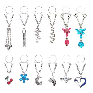 2× Fake Brustwarzenringe verstellbar Nipplerings nicht Piercing Nippelschutz Clip On - Bild 1 von 16