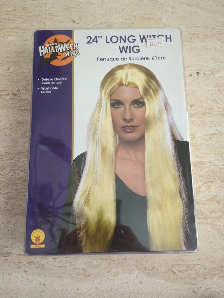 Halloween Womens Blonde 24" Long Straight Witch Vampire Costume Wig