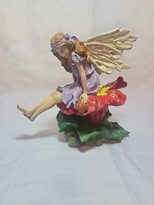 Resin Fairy On Hibiscus Flower Hand Painted Signed - Picture 1 of 12