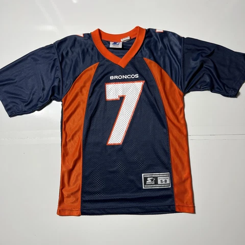 Vintage 90s Denver Bronocs Elway #7 Starter NFL Mesh Jersey Youth Size S - 8 Cover
