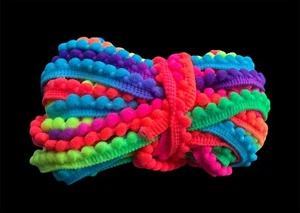Frangia multicolore Baby Pom Pom, larghezza 3/8 pollici - Foto 1 di 5