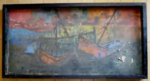 MYSTERIUM ALTE KUNST - RESTAURIERUNGSBEDÜRFTIG, MODERNE HALBABSTRAKTIONSBOOTE BUNT ÖL - Bild 1 von 23