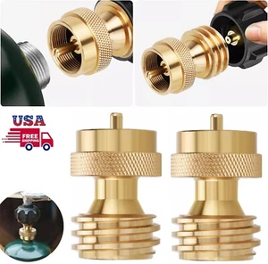 2× Steak Saver Brass Adapter 1 to 20 lb Propane Gas Tank Grill Bottle Converter - Picture 1 of 13