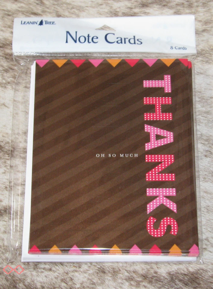 LEANIN TREE "Thanks Oh So Much" ~ Pack of 8 Notecards~ Blank Inside~#35963 - Image 1 of 1