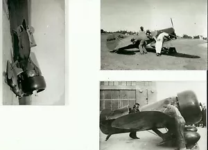 SET OF 3: GEE BEE LOT #12 - 4" X 6" BLACK & WHITE AIRPLANE PRINTS - Picture 1 of 4