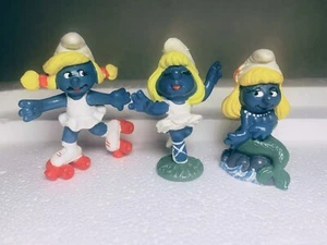 SMFT-0302 Vintage Smurfette figures Ballerina Mermaid Rollerskate Smurfs Toy - Picture 1 of 5