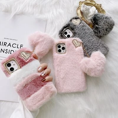 Plush Furry Fluffy Warm Phone Case For iPhone 12 11 Pro Max XR XS Samsung Huawei - Image 1 of 4