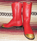 Womens Vintage J Chisholm Red Leather Toe Caps Roper Cowboy Boots 5 M NEW in Box