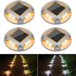 4x Solar Warm/Cold White LED Pathway Light Outdoor Dock Deck Step Driveway Lamp - Picture 1 of 17
