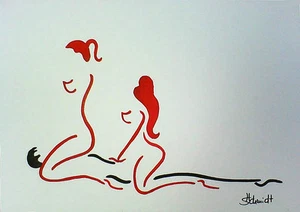 H.Schmidt Akt Erotik*Hafenrundfahrt*Kamasutra swingerclub paar mann neu Aquarell - Bild 1 von 1