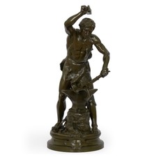 ANTIQUE BRONZE SCULPTURE | “Forgeron” Adrien-Etienne Gaudez Statue of Blacksmith