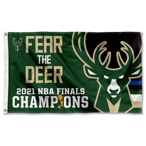 Milwaukee Bucks 2021 Champions Fear The Deer Grommet Flag Cover