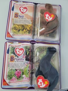 Bronty& STEG dinosaurs McDonalds Happy Meal TY Teenie Babies toys 2000 w errors - Picture 1 of 6