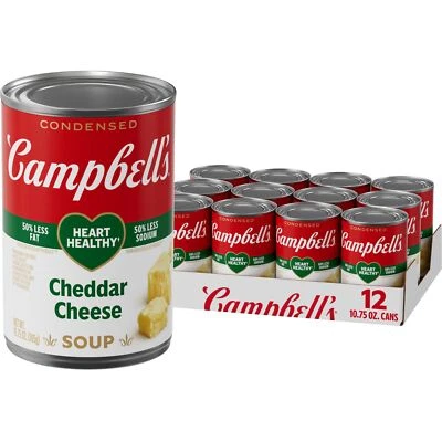 Paquete de 12 latas de sopa de queso cheddar saludable Campbell's Heart 10,75 oz Foto 1 de 4