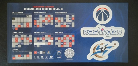 2022-23 Washington Wizards Souvenir Magnet Schedule SGA Stadium Giveaway Fridge Cover