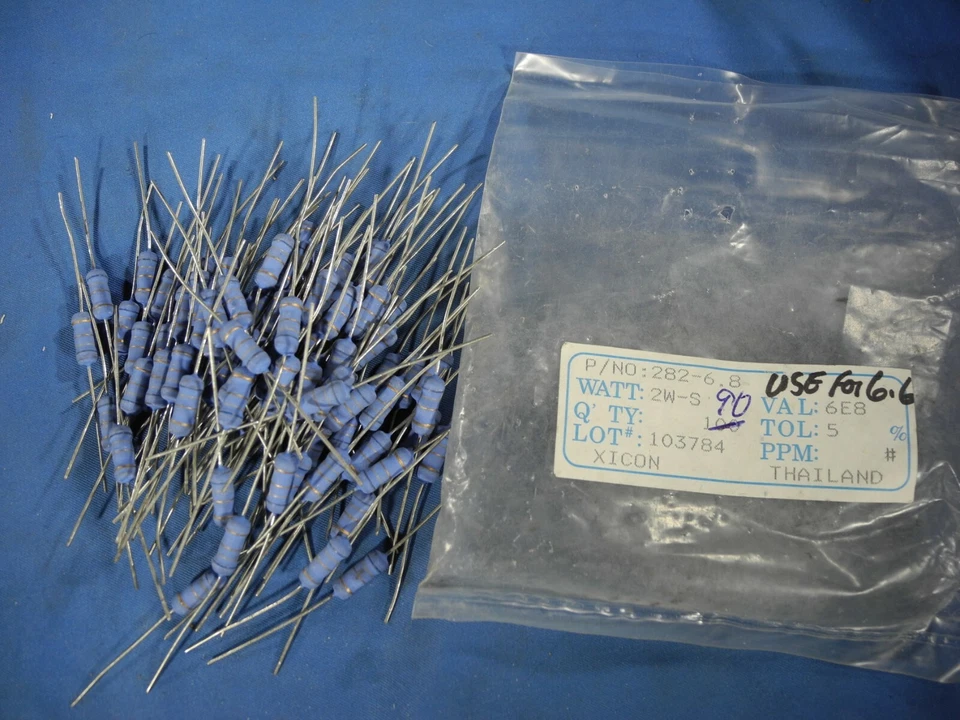 Resistencia de óxido de metal XICON 6,8 K ohmios 2 vatios 5 % (lote de 90 piezas) 282-6,8 k-RC  Foto 1 de 3