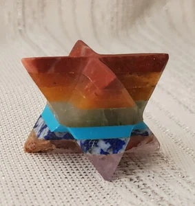 Chakra Merkaba Stern NEU 1" x 0,75" echter Edelstein Kristall Heilung Seelenfrieden - Bild 1 von 4