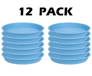 12 PACK SET! Heavy Duty Light Blue 8" Plastic Plant Saucer Drip Trays, 8 in Pots - Picture 1 of 2