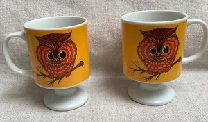 Tazas de café vintage mod retro pedestal búho 8 oz hechas en Japón - Imagen 1 de 9
