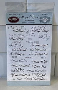 NEW Just Rite AG-04565 Mix And Match Sentiments 28 unmounted rubber stamps rare - Picture 1 of 6