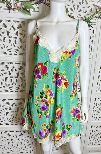 UNDERCOVER Abito slip donna anni '90 Y2K Victoria's Secret a pois floreale pizzo ottime condizioni