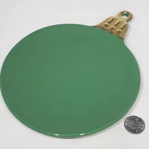 Dept 56 Christmas Green Ornament Shape 7x9" Dessert Appetizer Plate Gold Trim - Picture 1 of 5