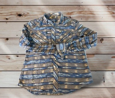 Salt Valley 男式中号蓝色珍珠卡扣西部衬衫牧场阿兹特克云 — 第 1/4 张图片