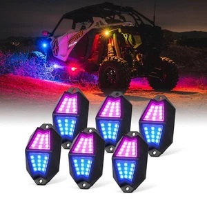 Kit de 6 luces de roca LED RGB neón todoterreno freno bajo brillo señal de giro control doble - Imagen 1 de 11