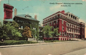 Postal de Grady Hospital mostrando nueva adición Atlanta Georgia GA c1910 - Imagen 1 de 2