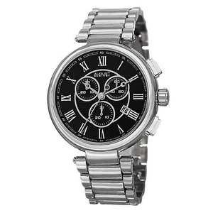 New Men's August Steiner AS8148SSB Swiss Chronograph Black Dial Silver-tone Wat - Picture 1 of 4
